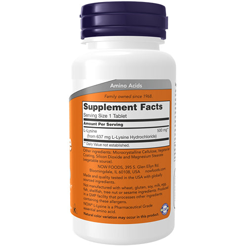 NOW L-Lysine 500 mg Tabletter