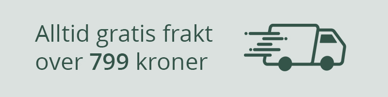 Alltid gratis frakt over 799 kroner. Få fri frakt på dine kosttilskudd.